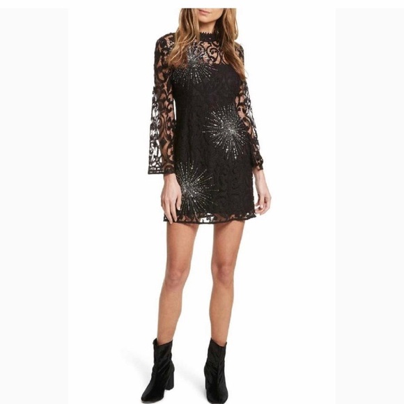 Free People Dresses & Skirts - Free People NWOT Black North Star Mini Dress Sz 4